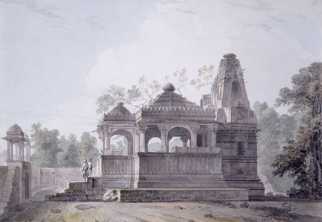 Hinduistický chrám v pevnosti Rohtas, Bihar, od Thomas Daniell