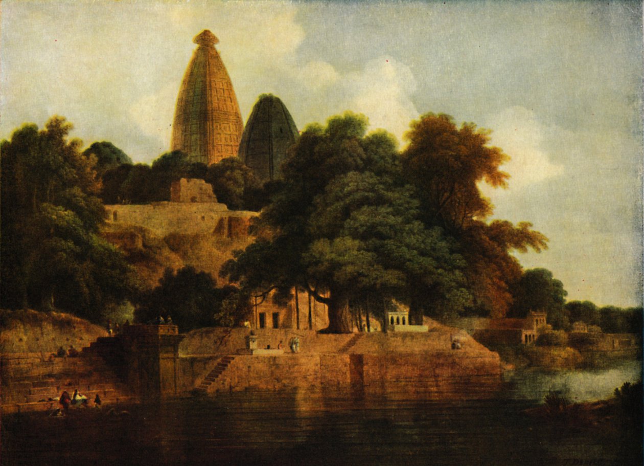 Hinduistický chrám v Bindrabundu na Jumně, 1797, 1922. od Thomas Daniell