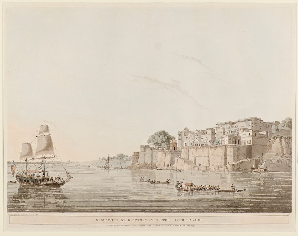 Ramnagar, poblíž Benares, na řece Ganga od Thomas Daniell