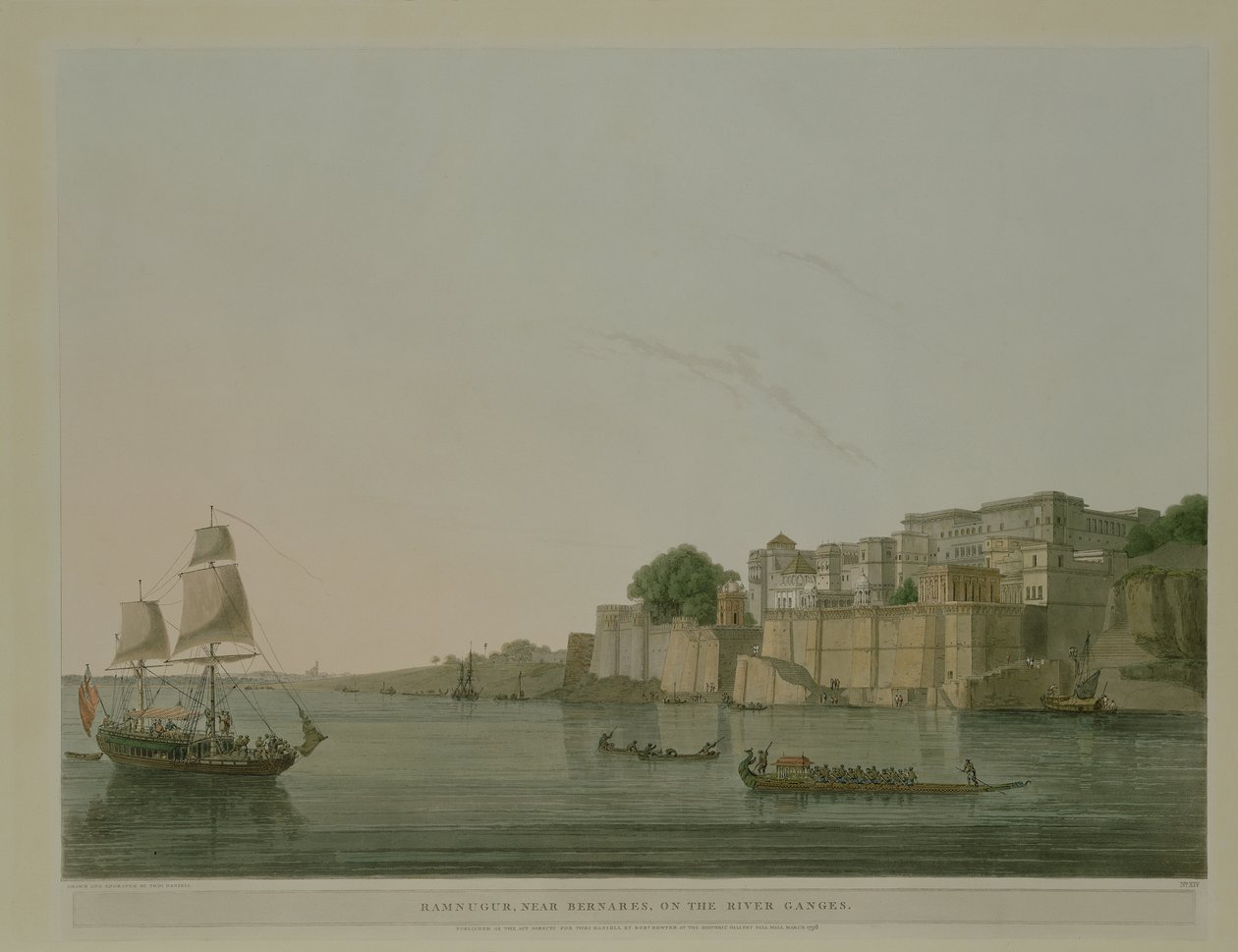Ramnurgur, poblíž Benares na řece Ganga, 1796 od Thomas Daniell