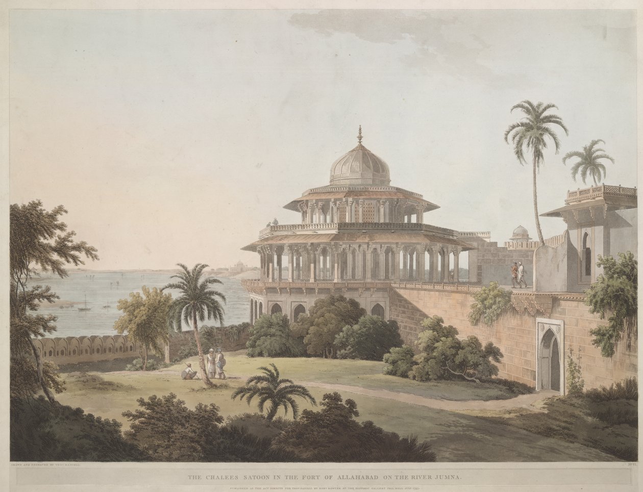Chalees satoon v pevnosti Allahabad na řece Jumna od Thomas Daniell