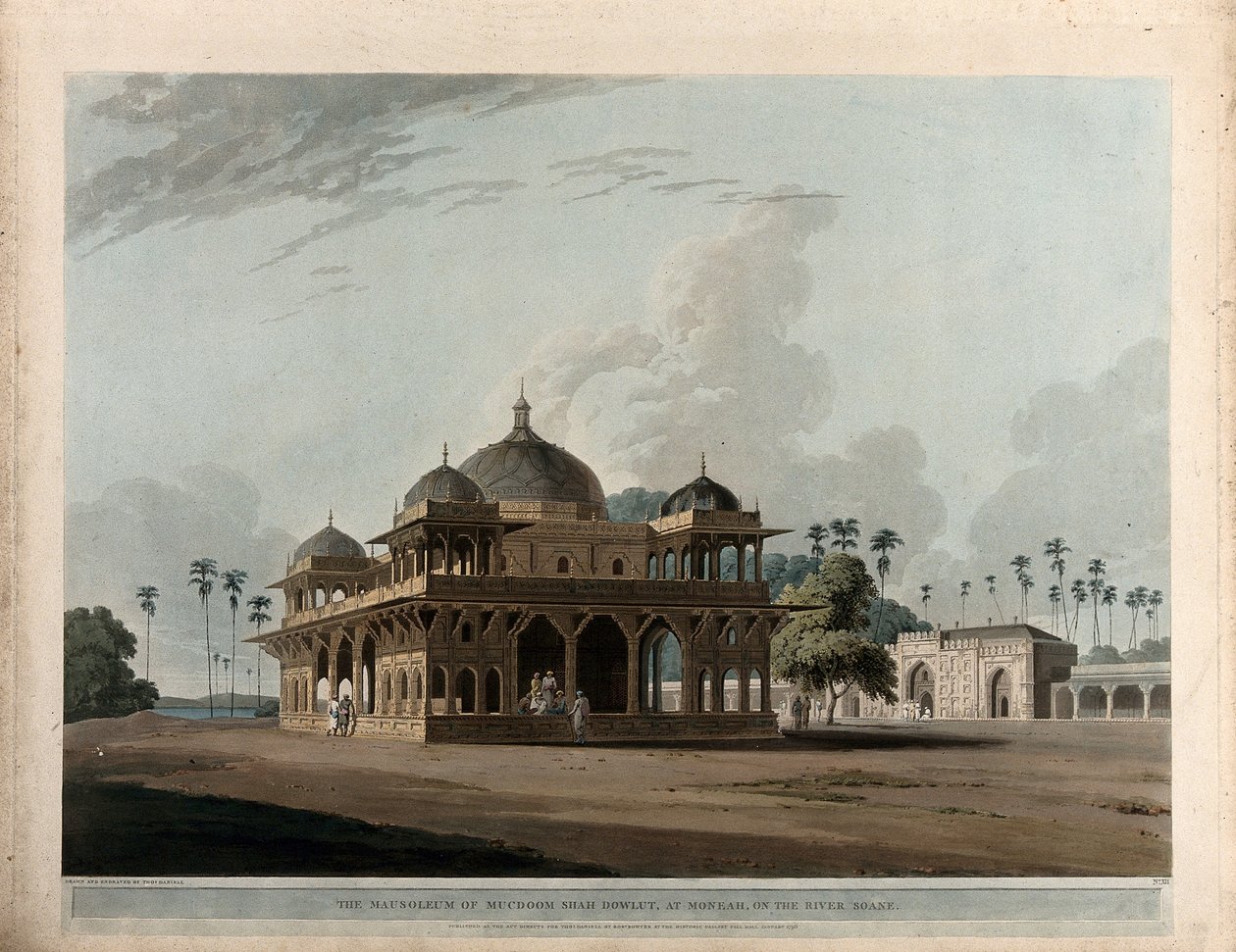 Mauzoleum Mucdooma Shaha Dowluta v Moneahu od Thomas Daniell