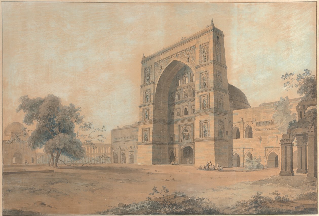 Mešita v Juanpore postavená sultánem Hussainem Sherkim | Foceno v prosinci 1789 od Thomas Daniell