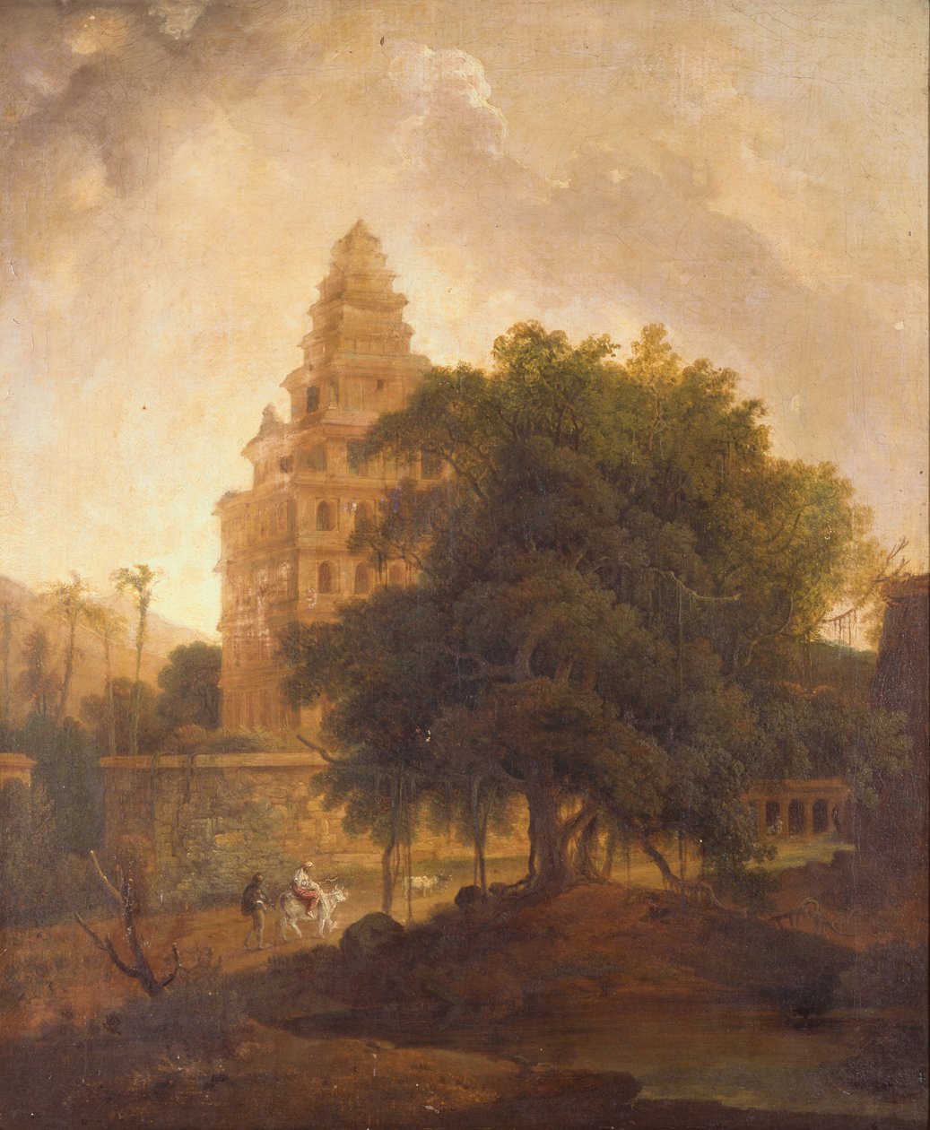 Cestovatelé na cestě u Kalyan Mahal, Gingee, Tamil Nadu od Thomas Daniell