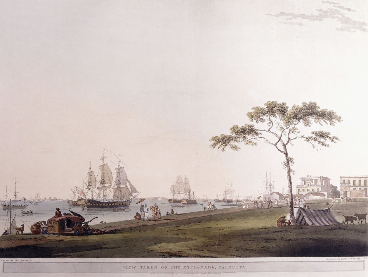 Pohled pořízený na Esplanade, Kalkata, 1797 od Thomas Daniell