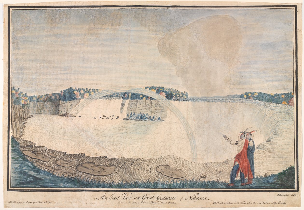 „Východní pohled na velký katarakt v Niagarě“, 1762 od Thomas Davies