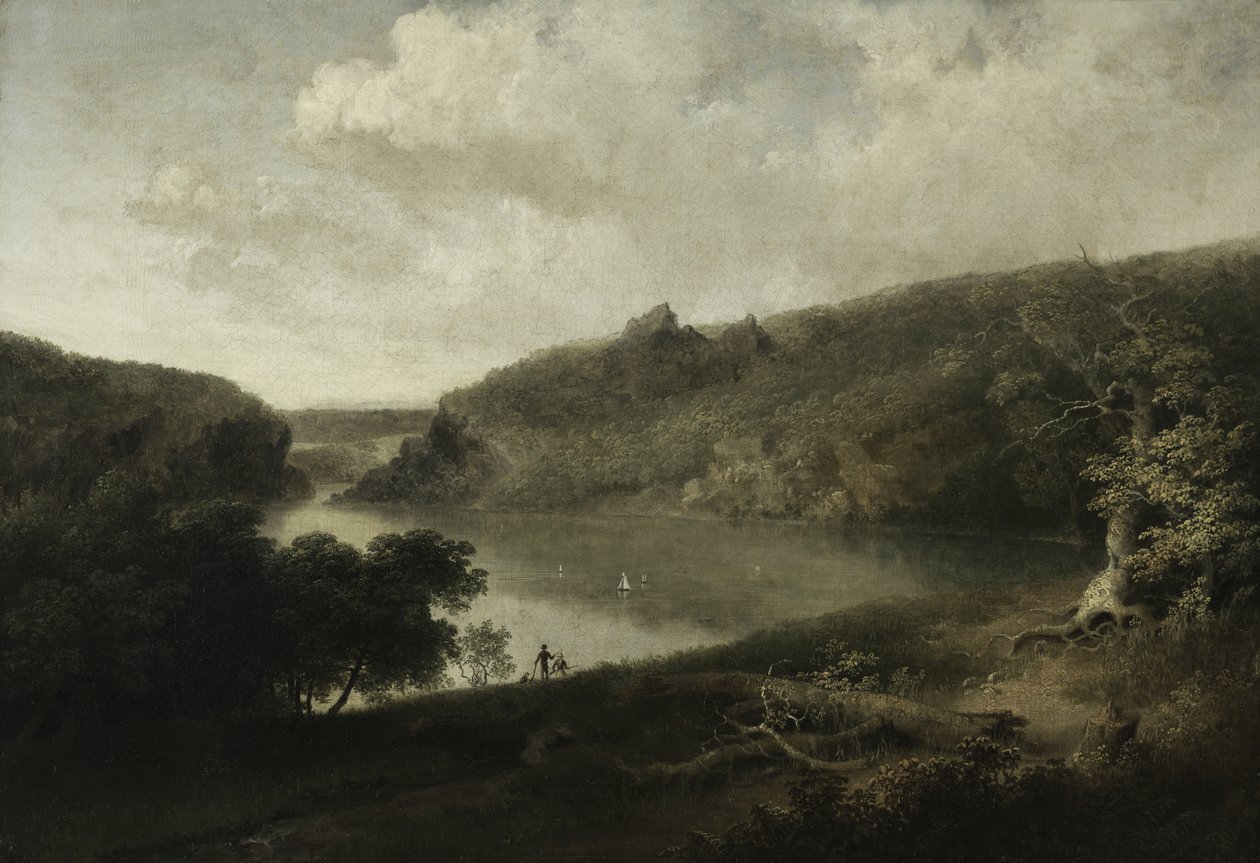 Pohled na jezero, asi 1830 (olej na plátně) od Thomas Doughty