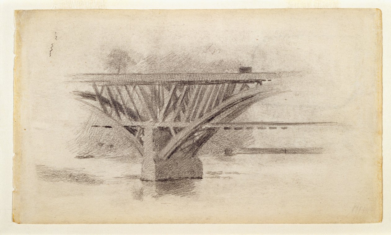 Kresba mostu na Girard Avenue / Skica vesla na zadní straně od Thomas Eakins