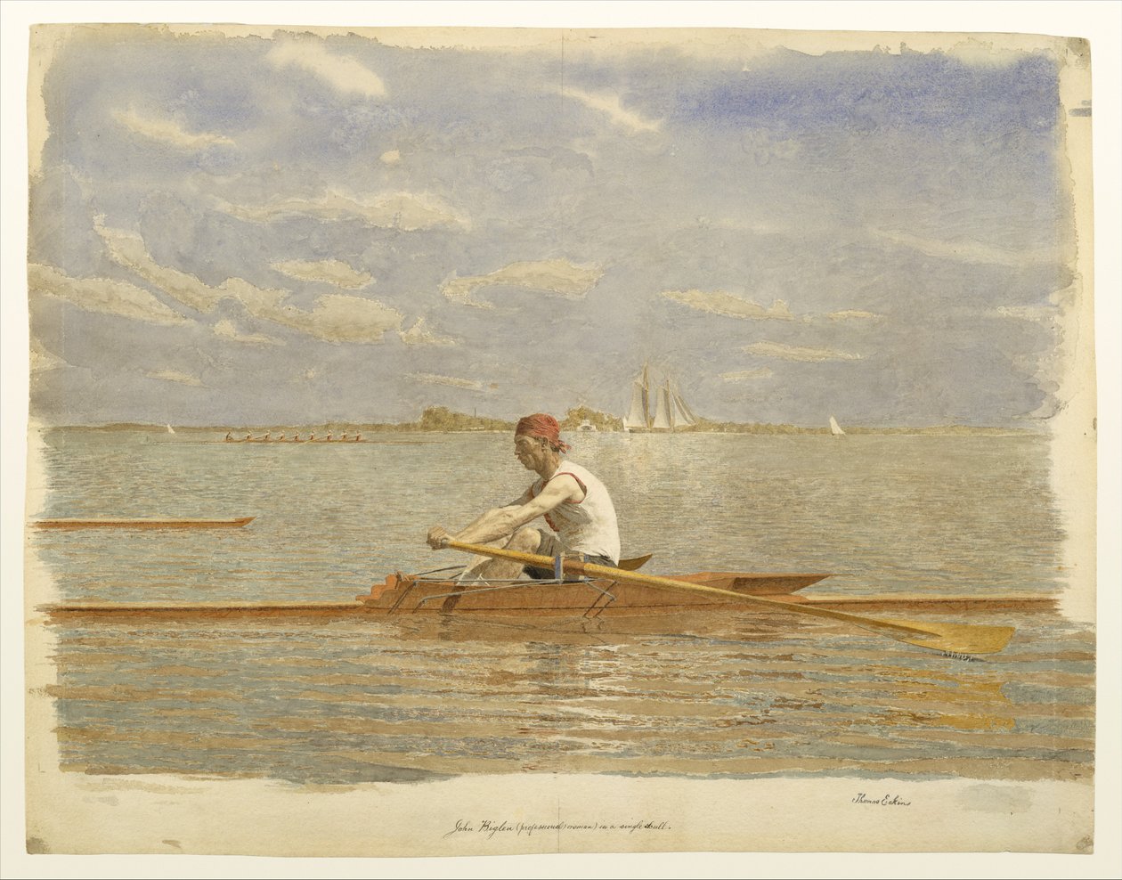 John Biglin v jednomístném skifu od Thomas Eakins