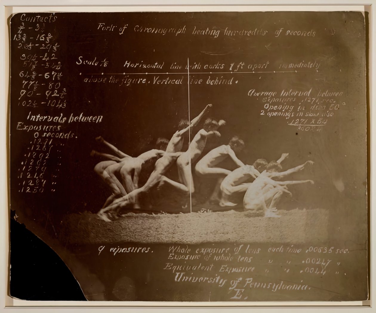 Fotografie Marey Wheel of Unidentified Model s notacemi Eadweard Muybridge, 1884. od Thomas Eakins