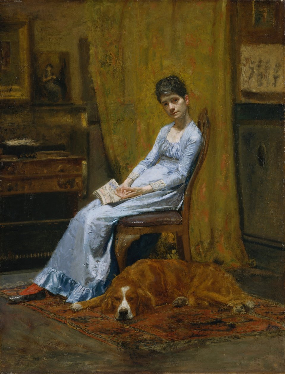 Umělcova žena a jeho pes setr, ca. 1884-89. od Thomas Eakins