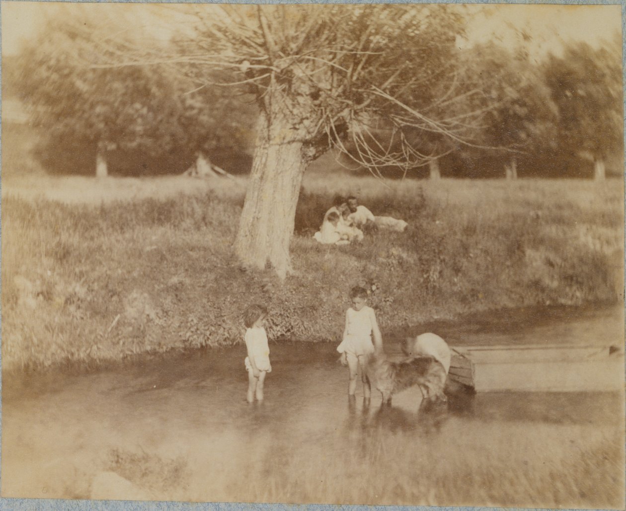 [Tři děti a pes si hrají v potoce, 4. července 1883], 1883., 1883. od Thomas Eakins