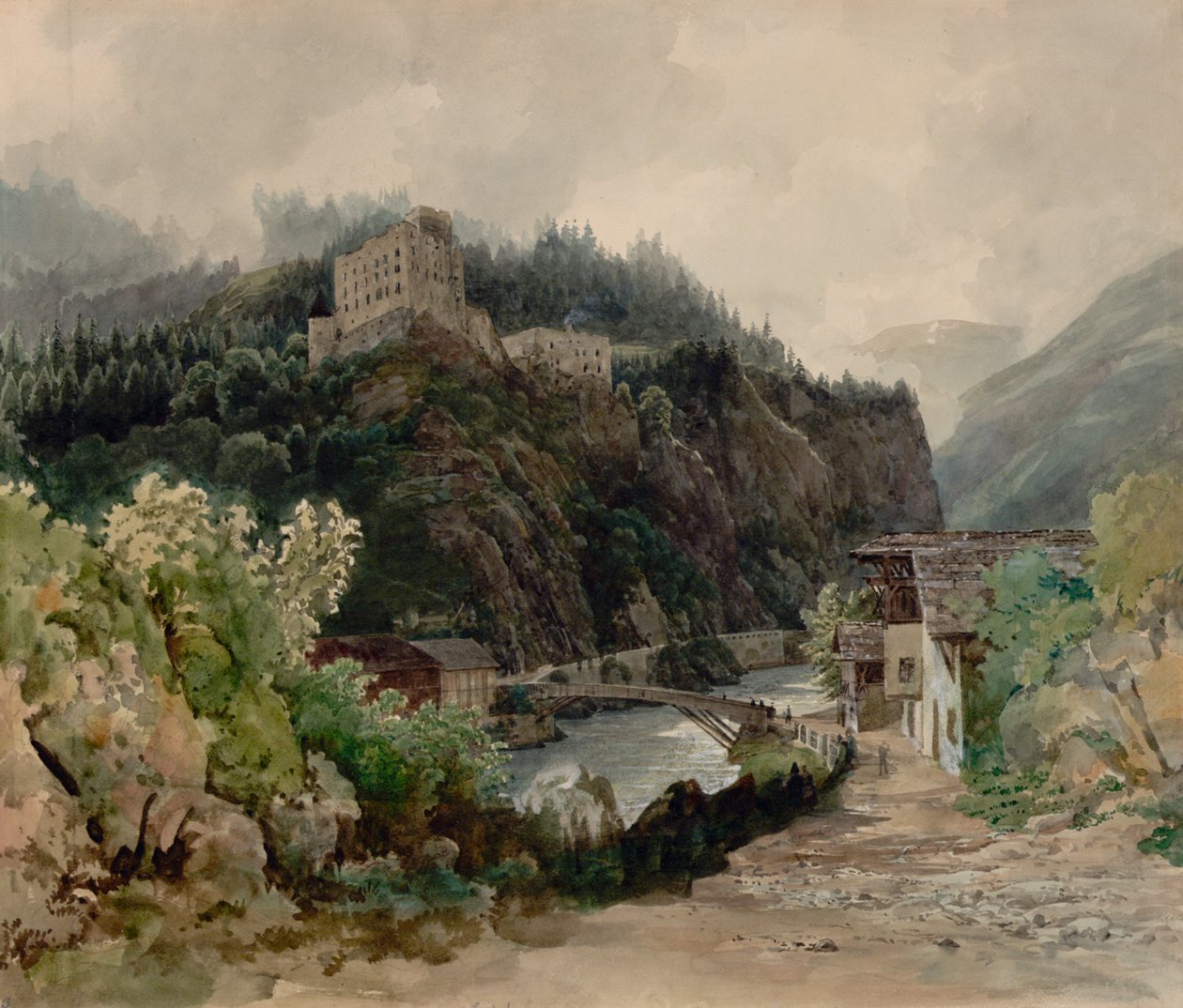 Pohled na hrad Landeck v Tyrolsku od Thomas Ender