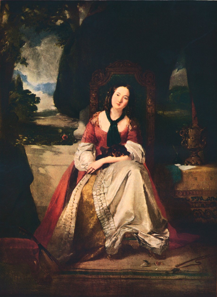 Dáma v maškarních šatech, c1846-1900, 1937 od Thomas Faed