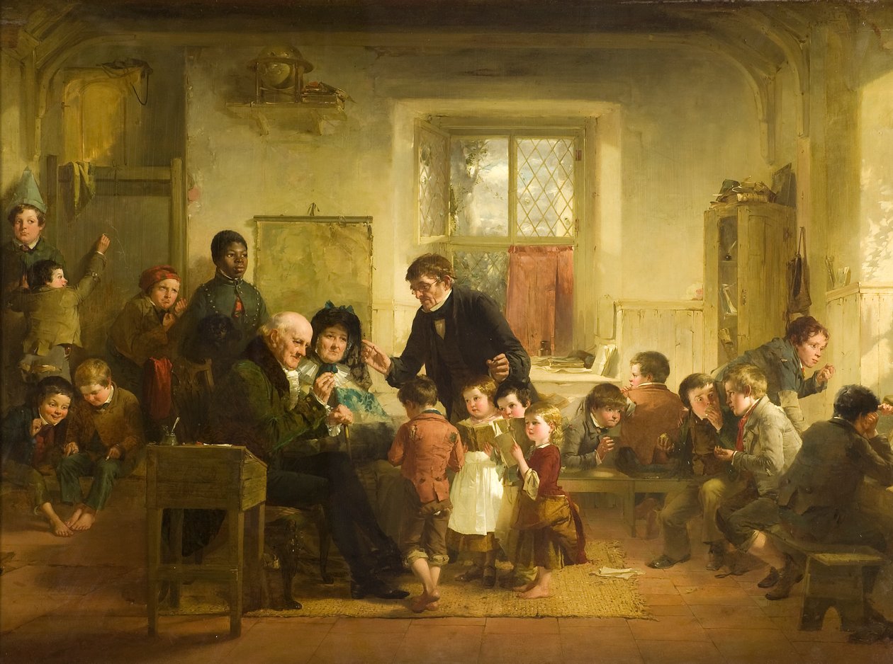 Návštěva patrona a patronky ve vesnické škole od Thomas Faed