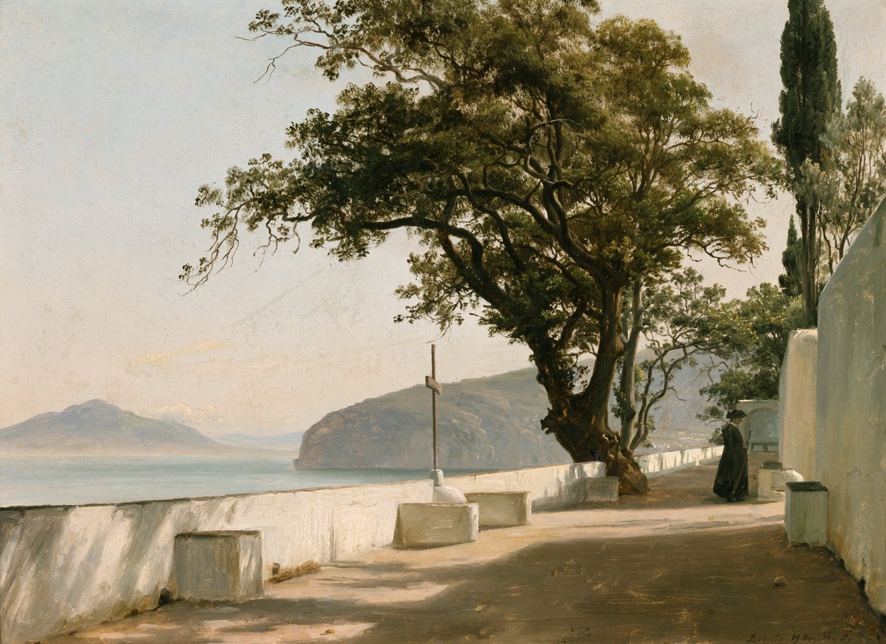 Terasa s kamenným dubem, Sorrento od Thomas Fearnley