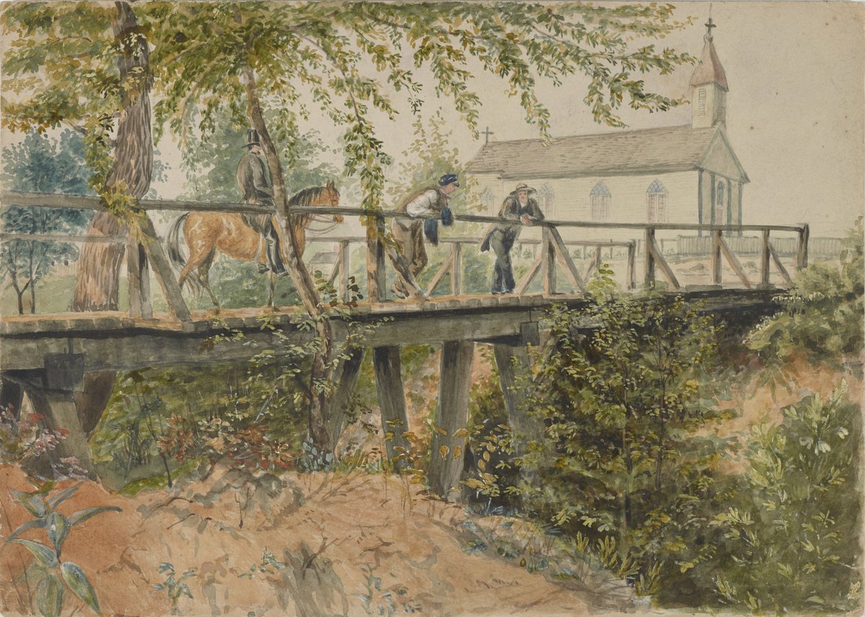 Katolická církev, Houston, Texas, 25. března 1852 (akvarel na papíře) od Thomas Flintoff