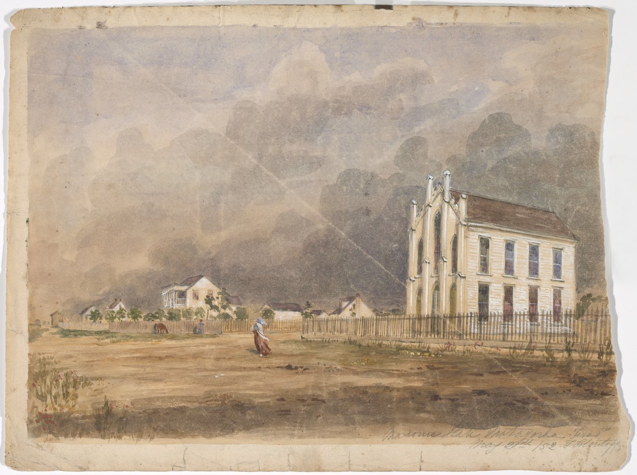 Zednářský sál, Matagorda, Texas, 21. května 1852 (akvarel na papíře) od Thomas Flintoff