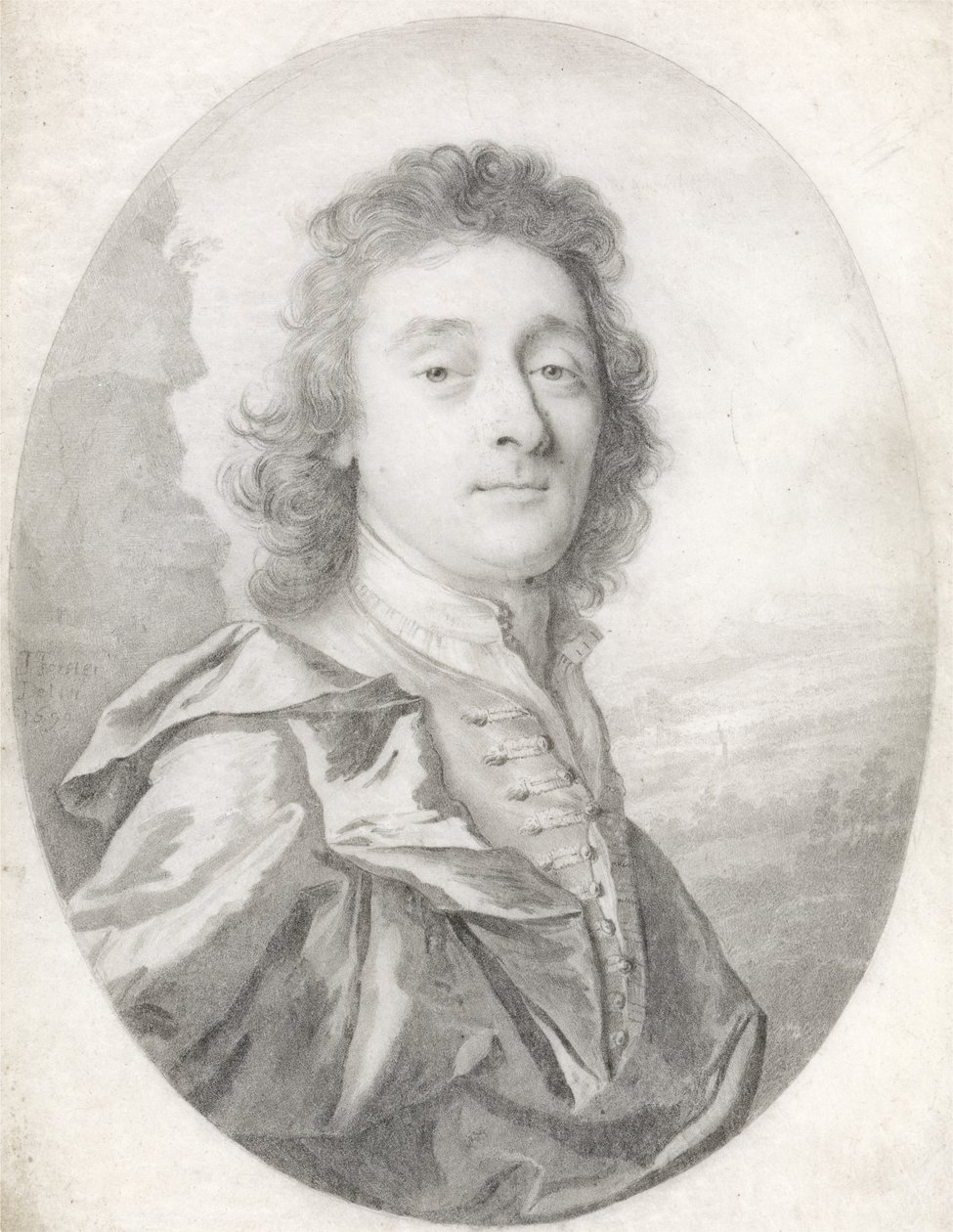Portrét muže, 1699 (černá tuha na pergamenu) od Thomas Forster