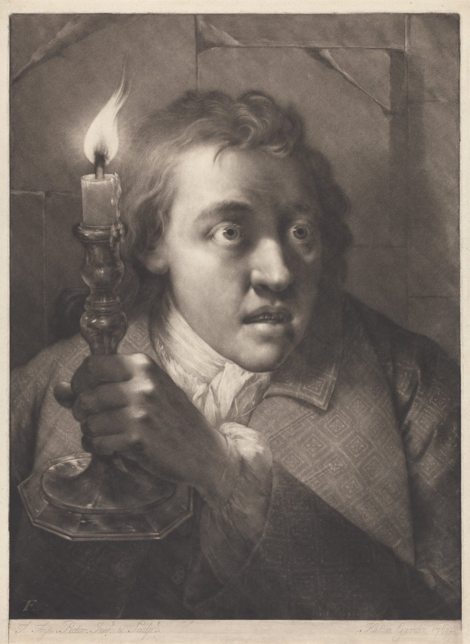 Mann mit Kerze od Thomas Frye