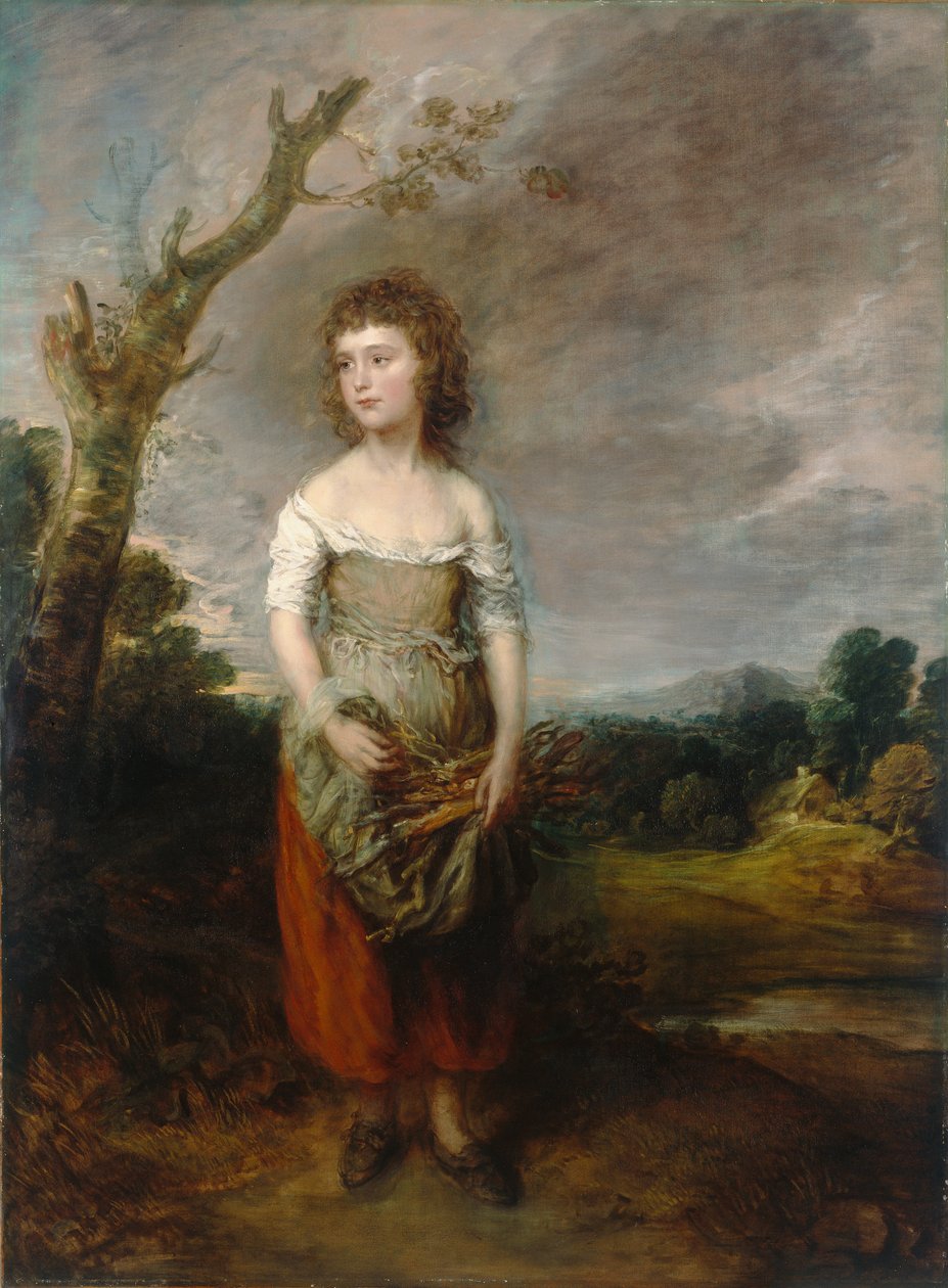 Rolnická dívka sbírající buřty v lese od Thomas Gainsborough