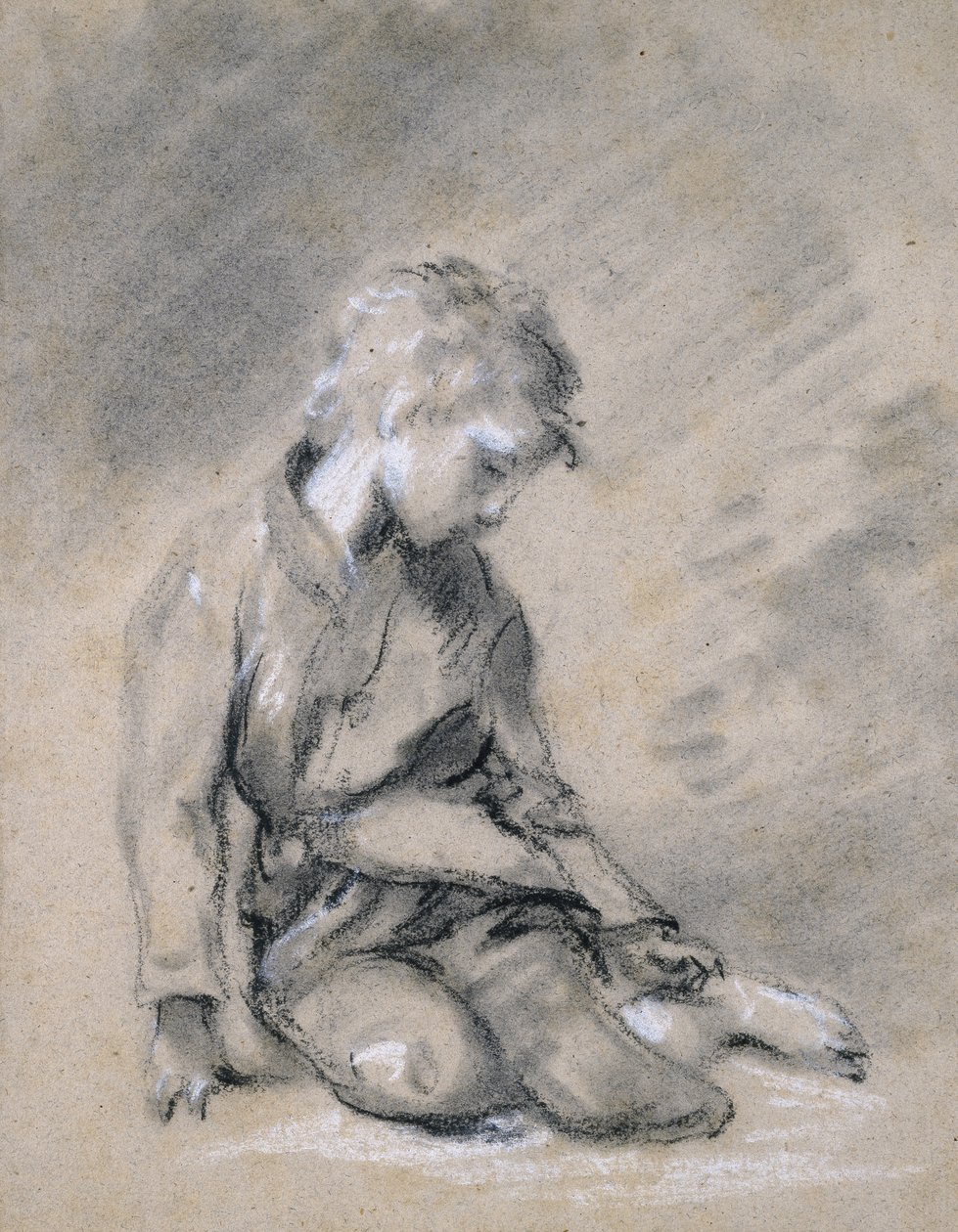 Beggar Boy, asi 1780 (černá křída a pahýl, zvýrazněný bílou, na světle žlutohnědém papíře) od Thomas Gainsborough