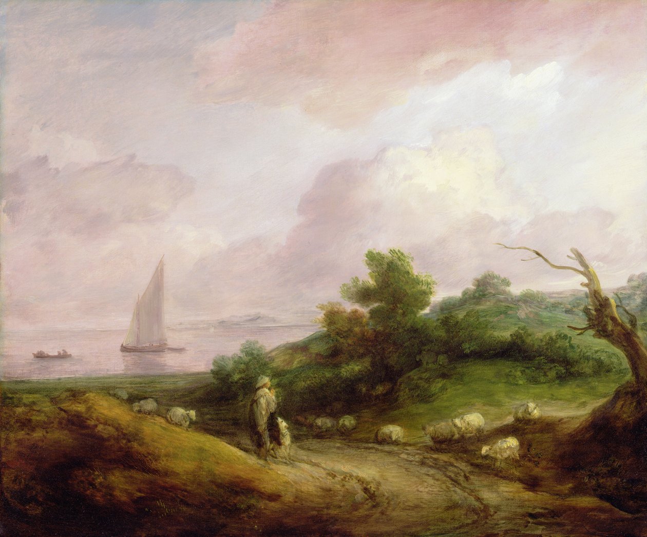 Pobřežní krajina s pastýřem a jeho stádem, kolem 1783-4 (olej na plátně) od Thomas Gainsborough