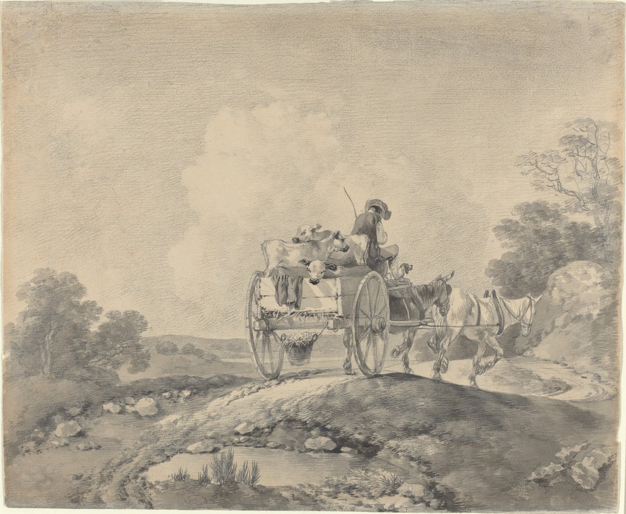 Drover s telaty ve venkovském vozíku od Thomas Gainsborough