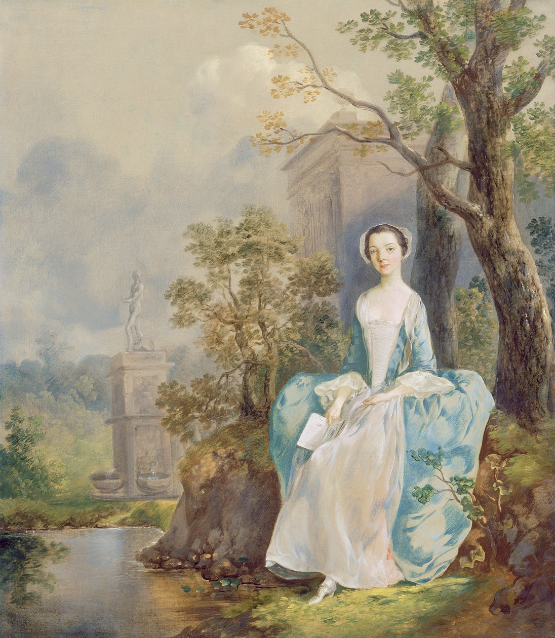 Dívka s knihou sedící v parku, cca 1750 (olej na plátně) od Thomas Gainsborough