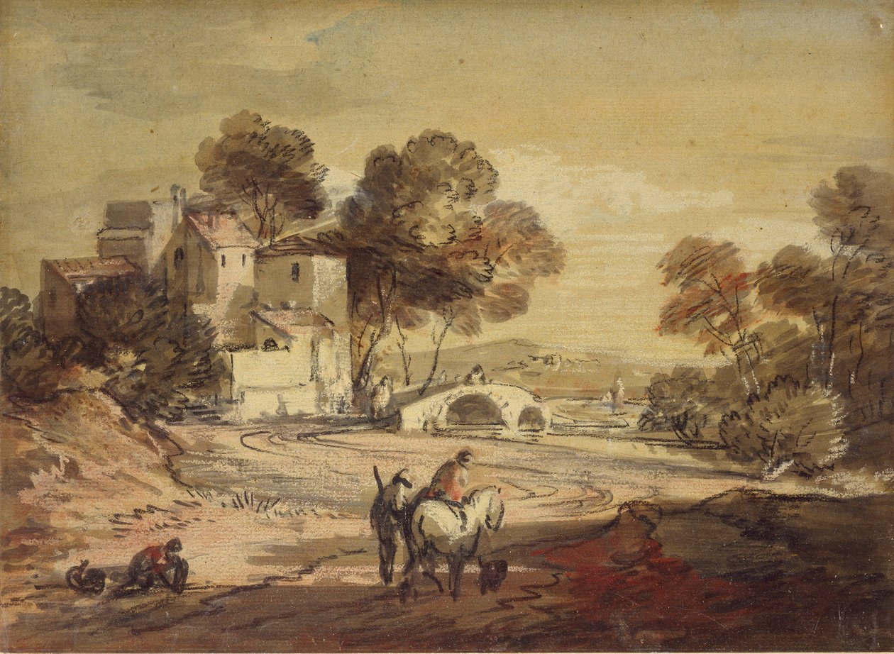 Italská krajina s cestovateli na klikaté cestě, 1775–1779 od Thomas Gainsborough