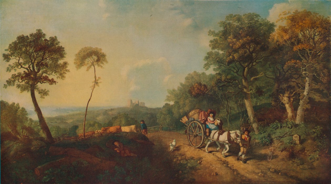Krajina s tržním vozíkem, 18. století, 1935 od Thomas Gainsborough