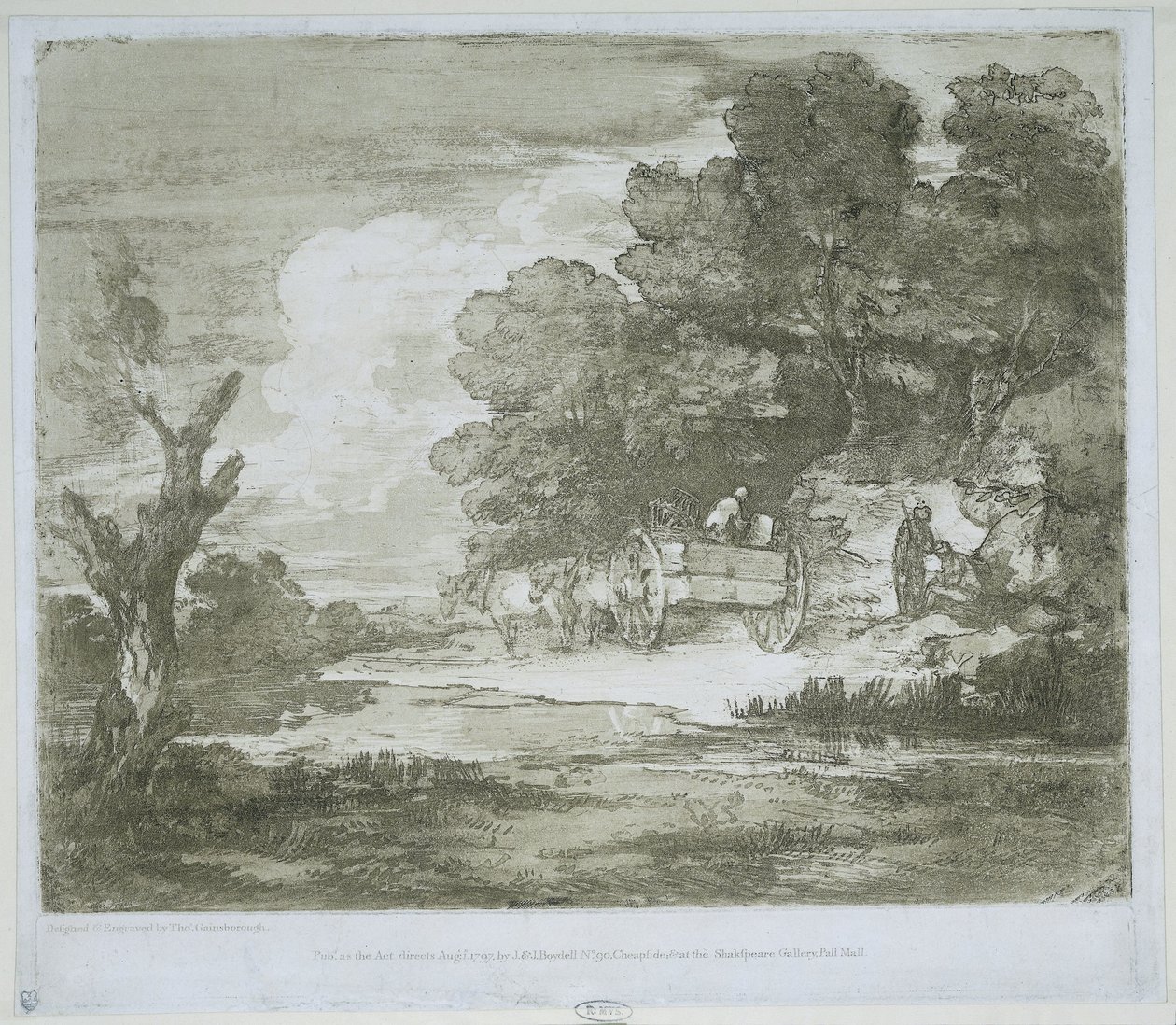 Krajina s vozem taženým koňmi podél nábřeží a okraje lesa od Thomas Gainsborough