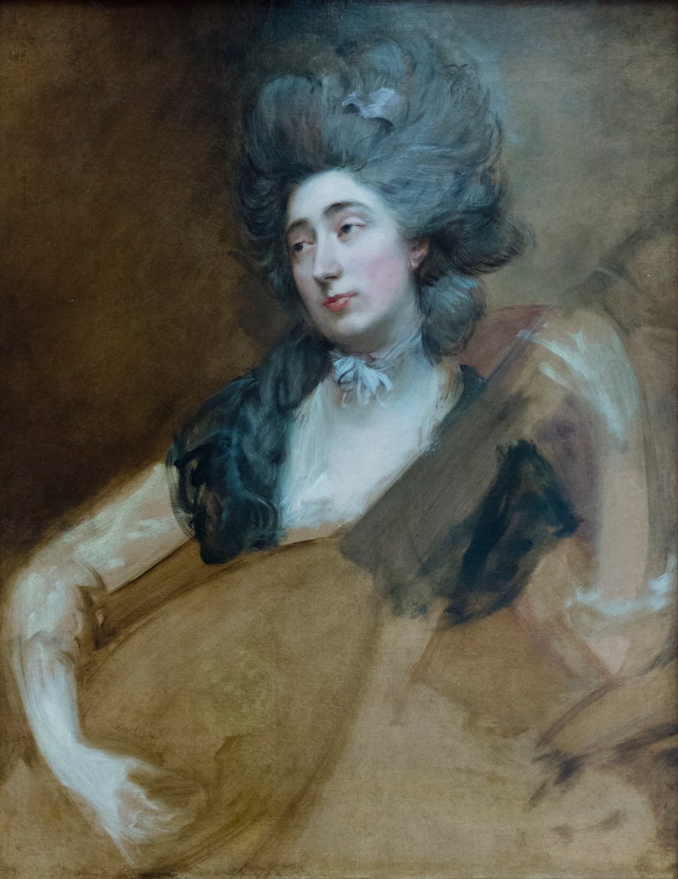 Margaret Gainsboroughová držící Theorbu, kolem roku 1777 (olej na plátně) od Thomas Gainsborough