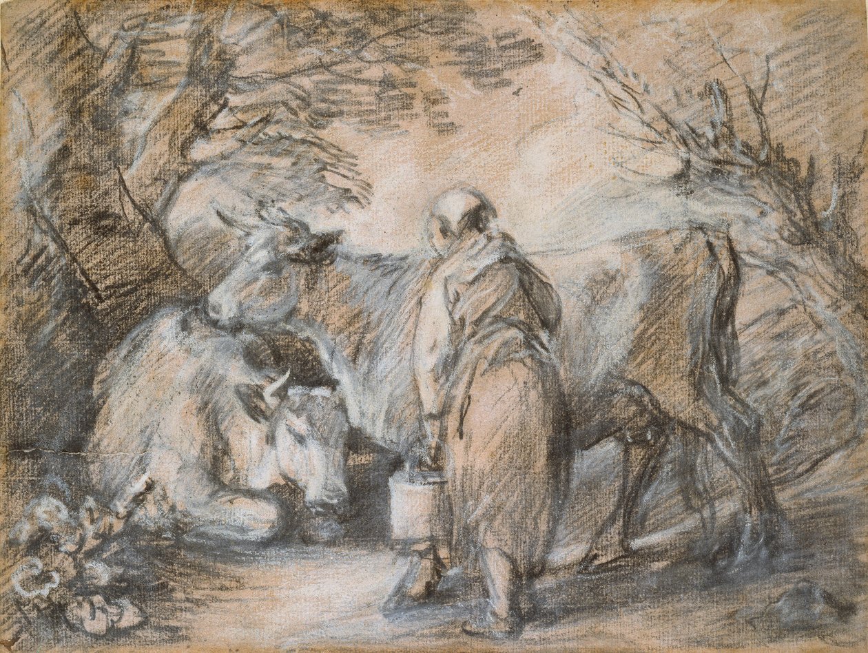 Dojička se dvěma krávami, polovina 18. století od Thomas Gainsborough