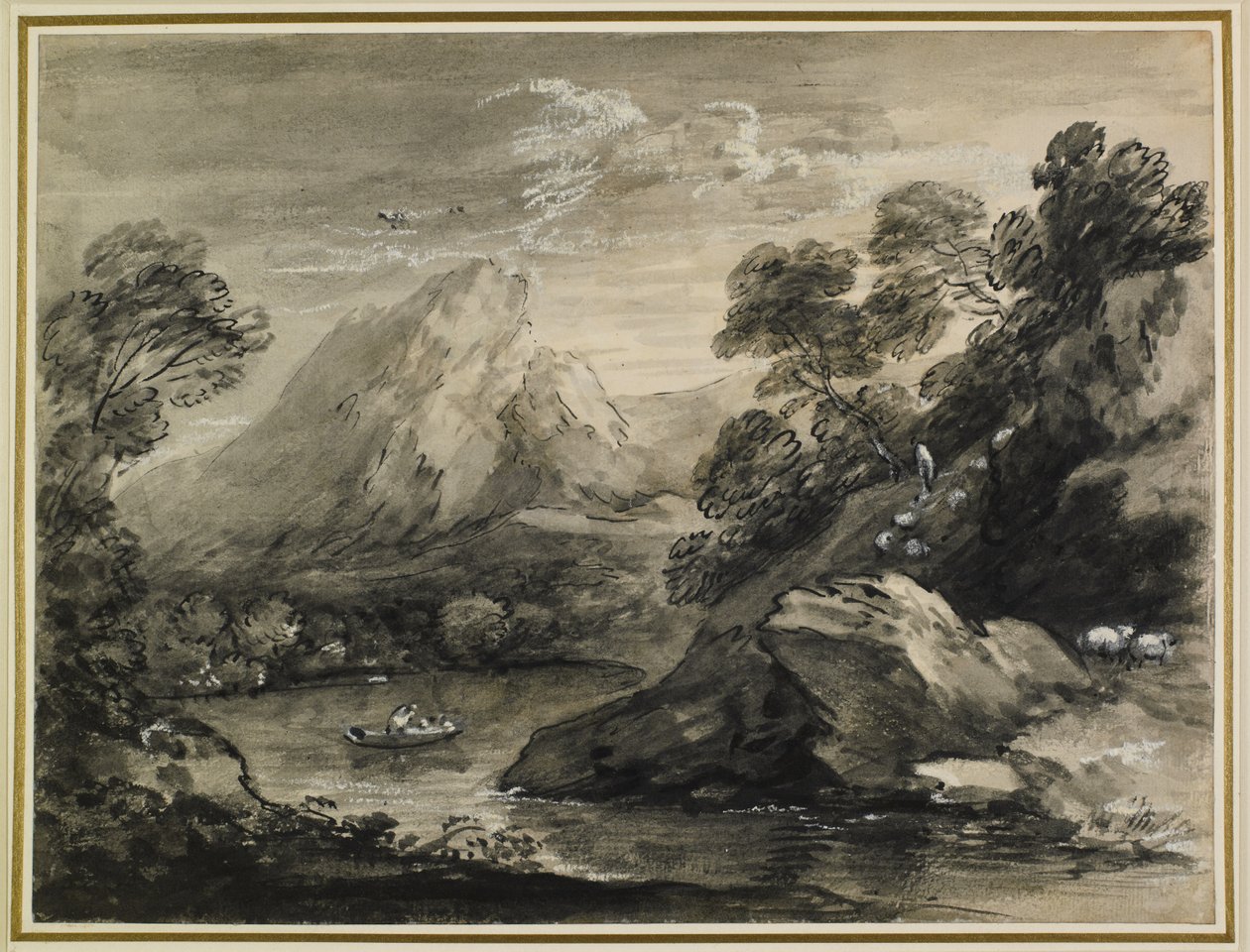 Horská Krajina S Lodí Na Jezeře, 1777-80 od Thomas Gainsborough
