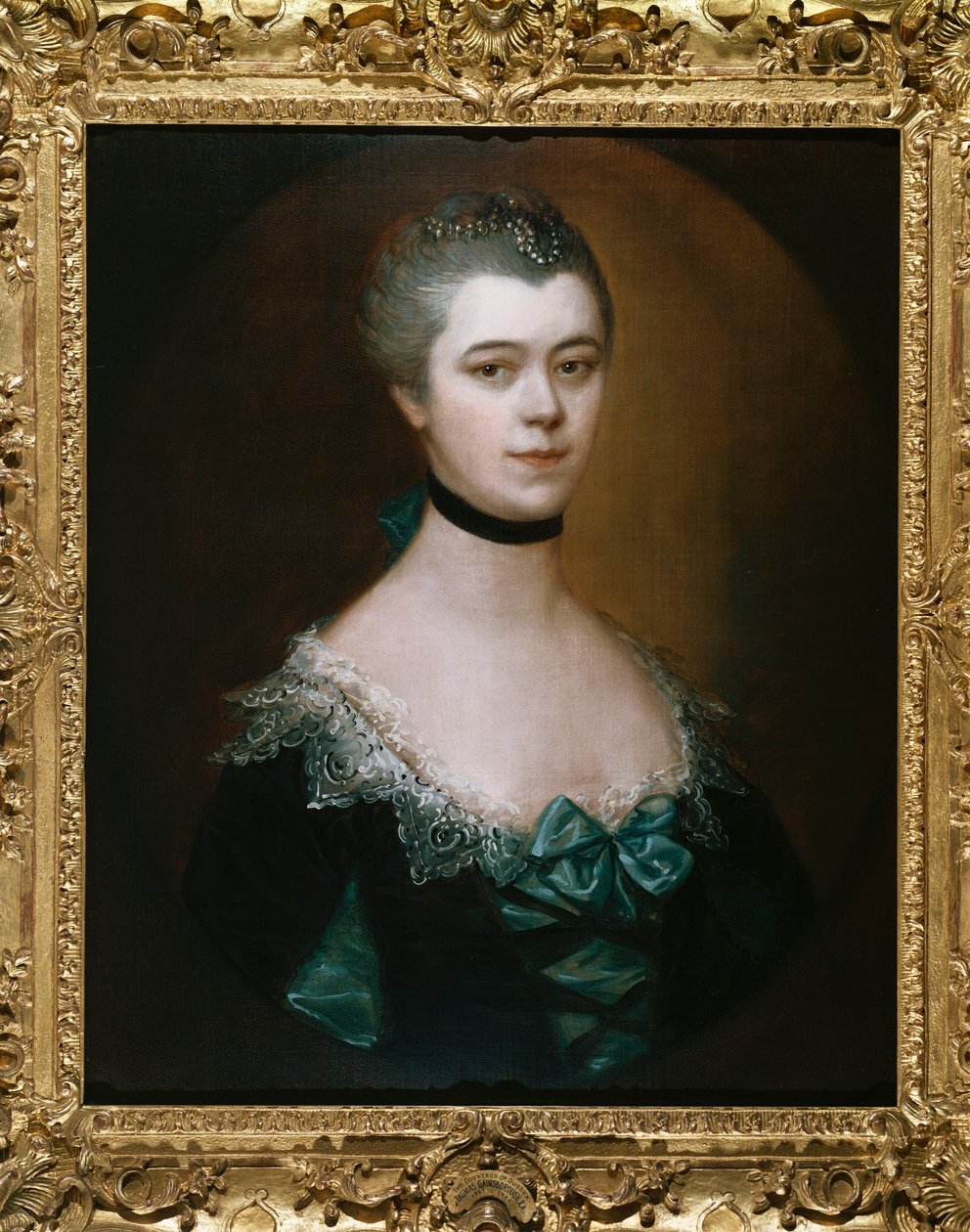 Portrét hraběnky ze Sussexu, délka přes prsa, v modrých šatech s černým lemováním od Thomas Gainsborough