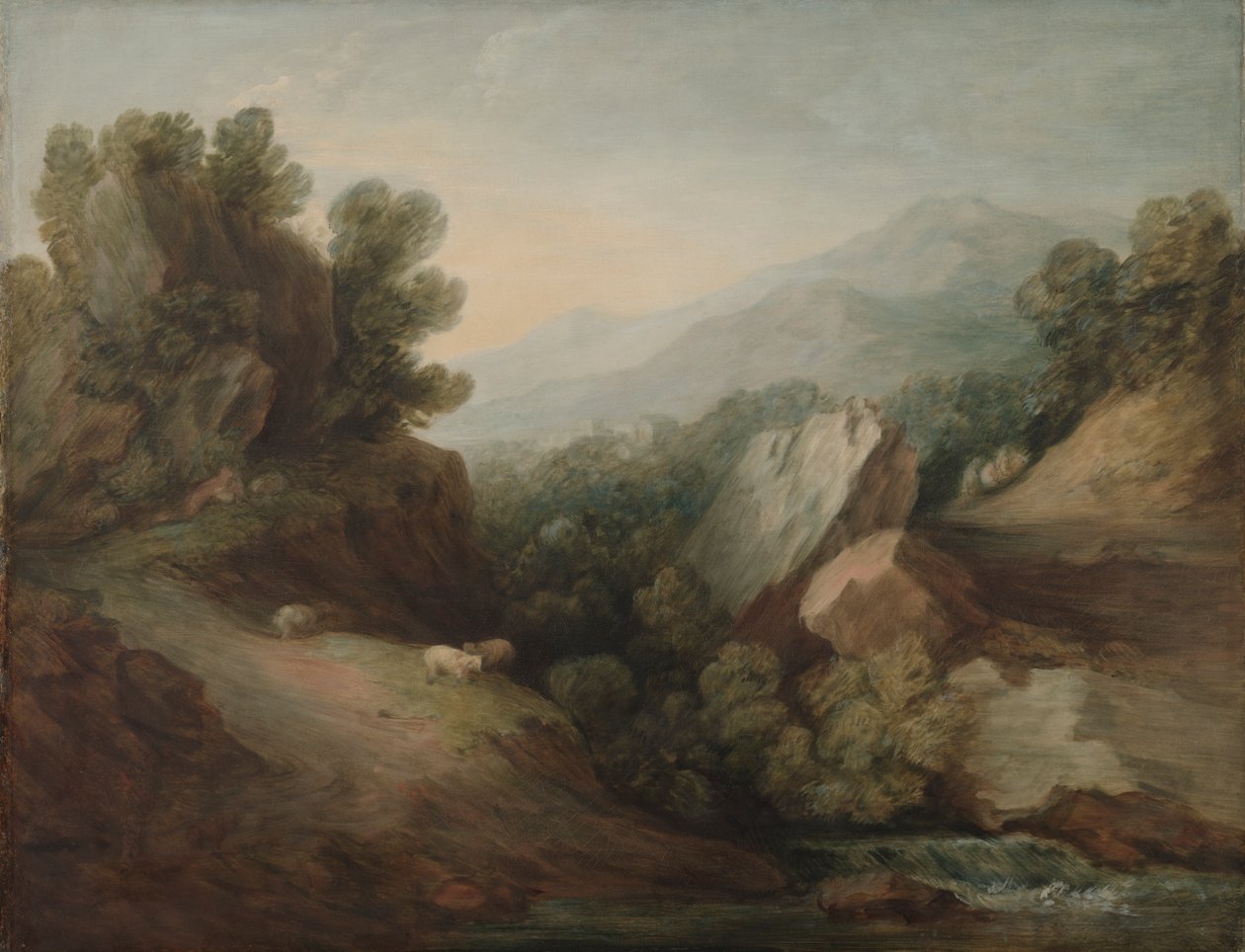 Skalnatá, zalesněná krajina s Dellem a jezem od Thomas Gainsborough
