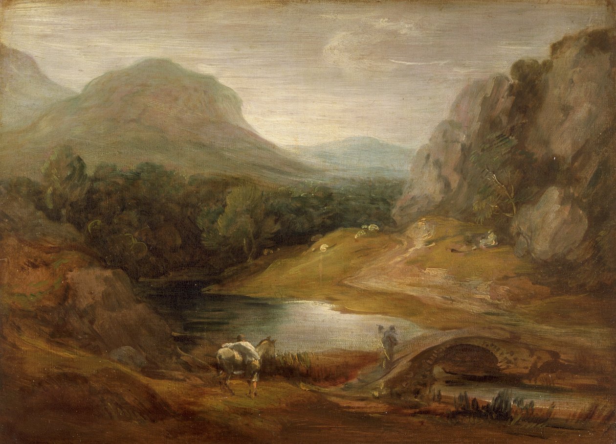 Skalnatá krajina s mostem od Thomas Gainsborough