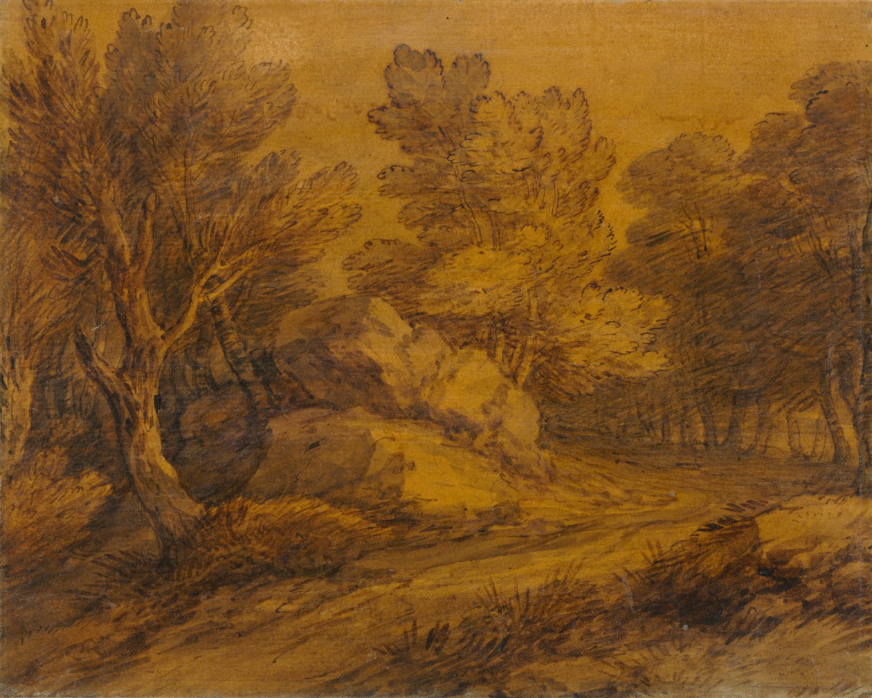Scéna se silnicí vinoucí se lesem, c. 1770. od Thomas Gainsborough