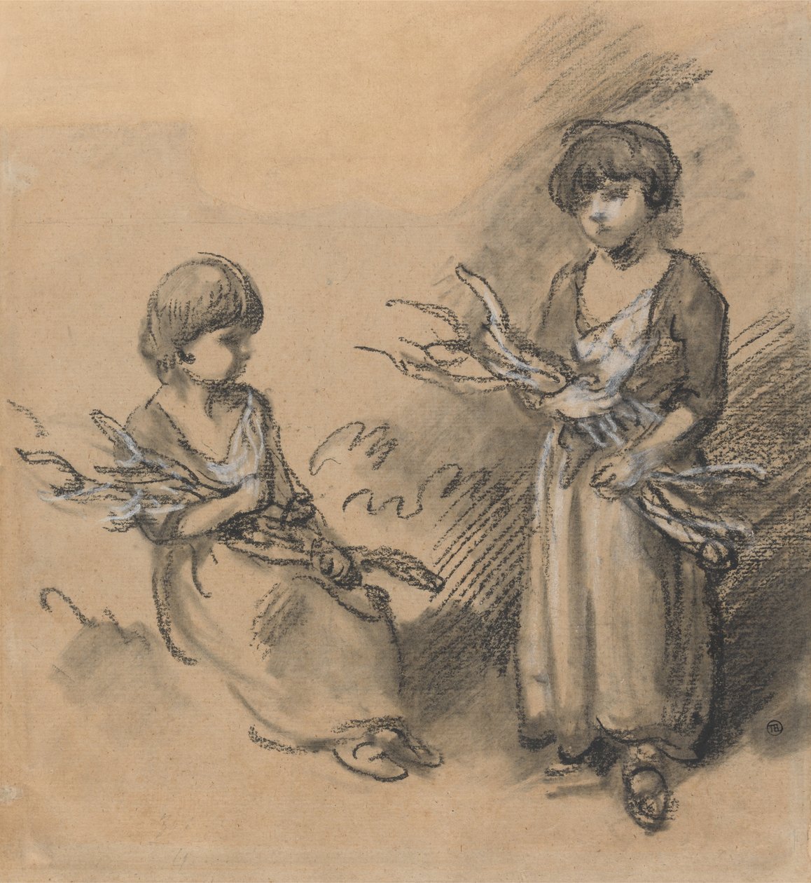 Studie dívek nesoucích ratolesti od Thomas Gainsborough