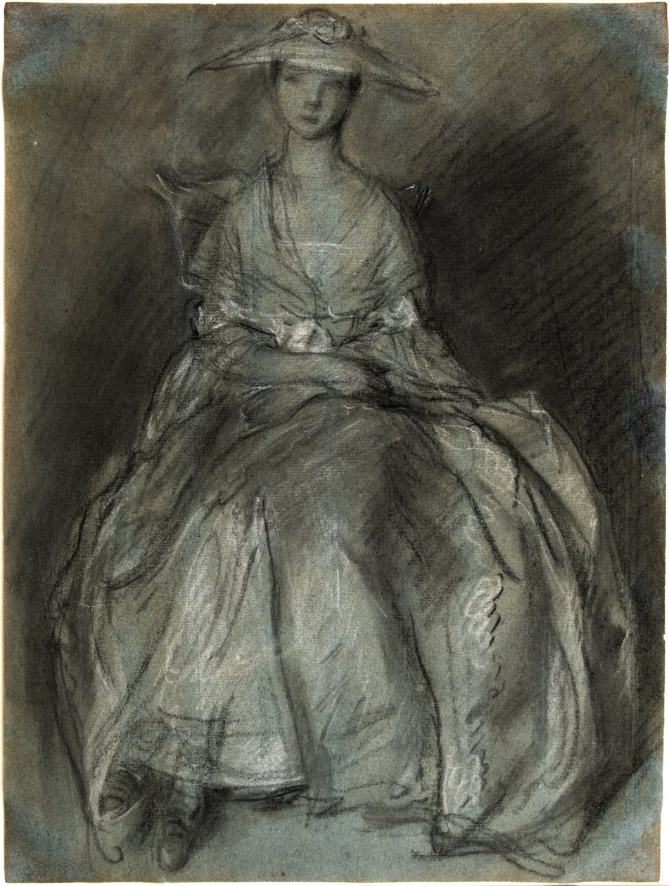 Studie sedící ženy (recto); studie malé dívky sedící na lavici (verso) od Thomas Gainsborough