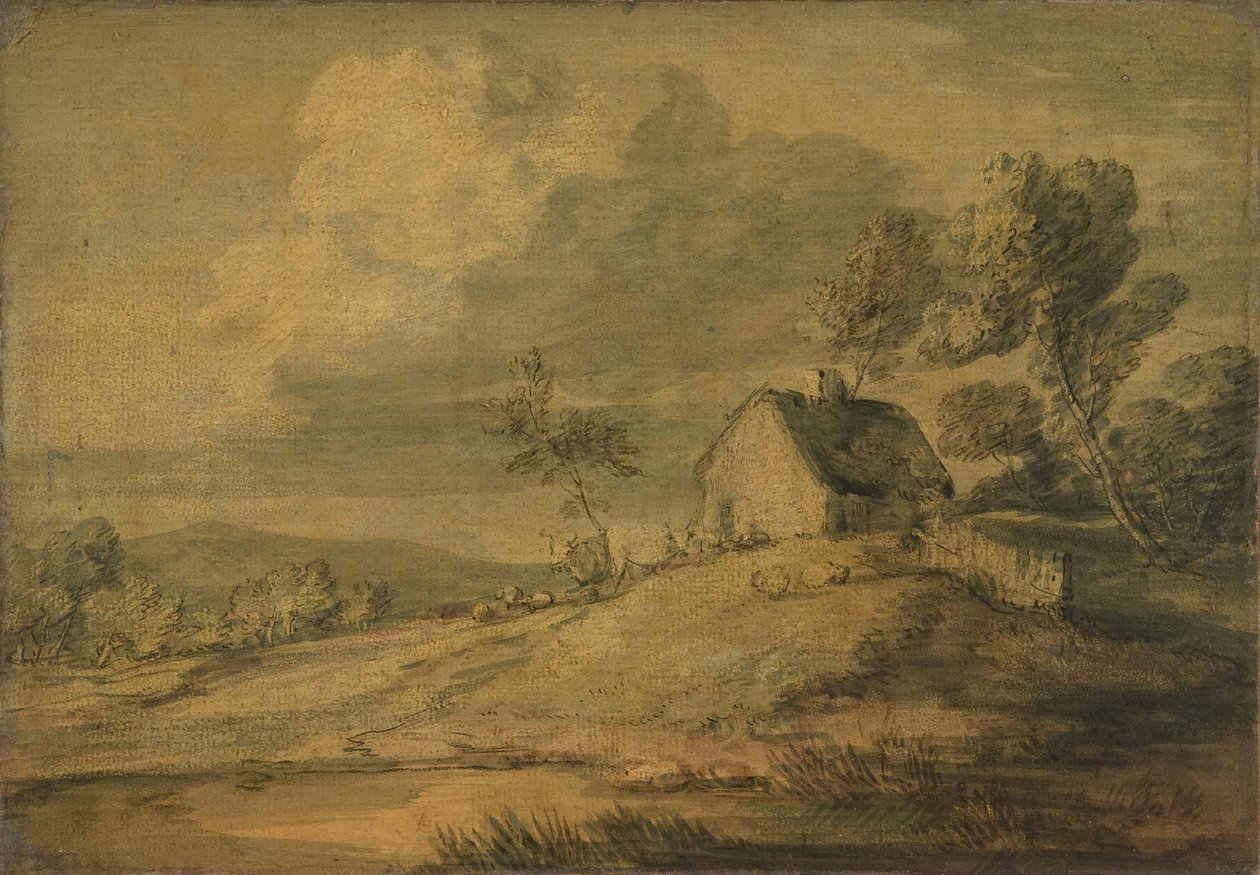 Zalesněná krajina s chalupou, krávami a ovcemi, ca. 1770. od Thomas Gainsborough