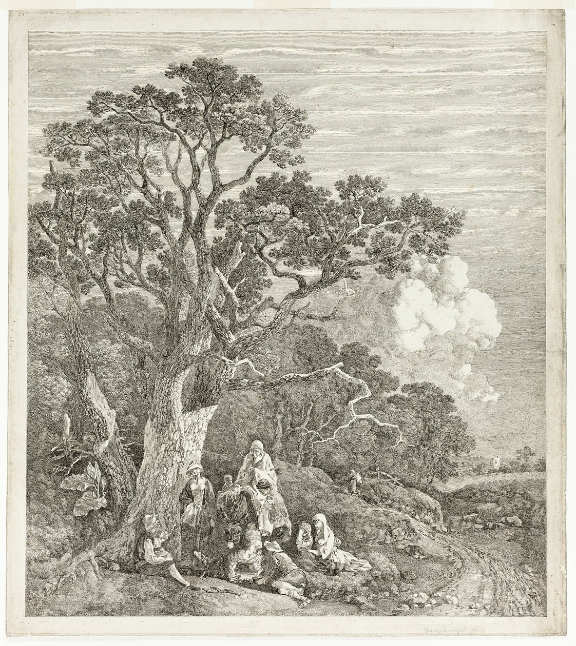 Zalesněná krajina s cikány shromážděnými u ohně od Thomas Gainsborough