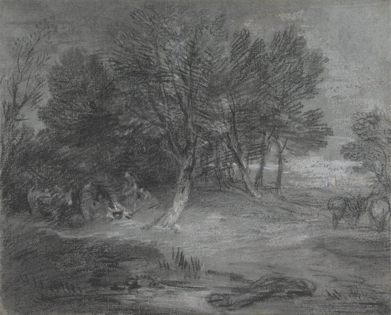 Zalesněná krajina s cikánským táborem od Thomas Gainsborough