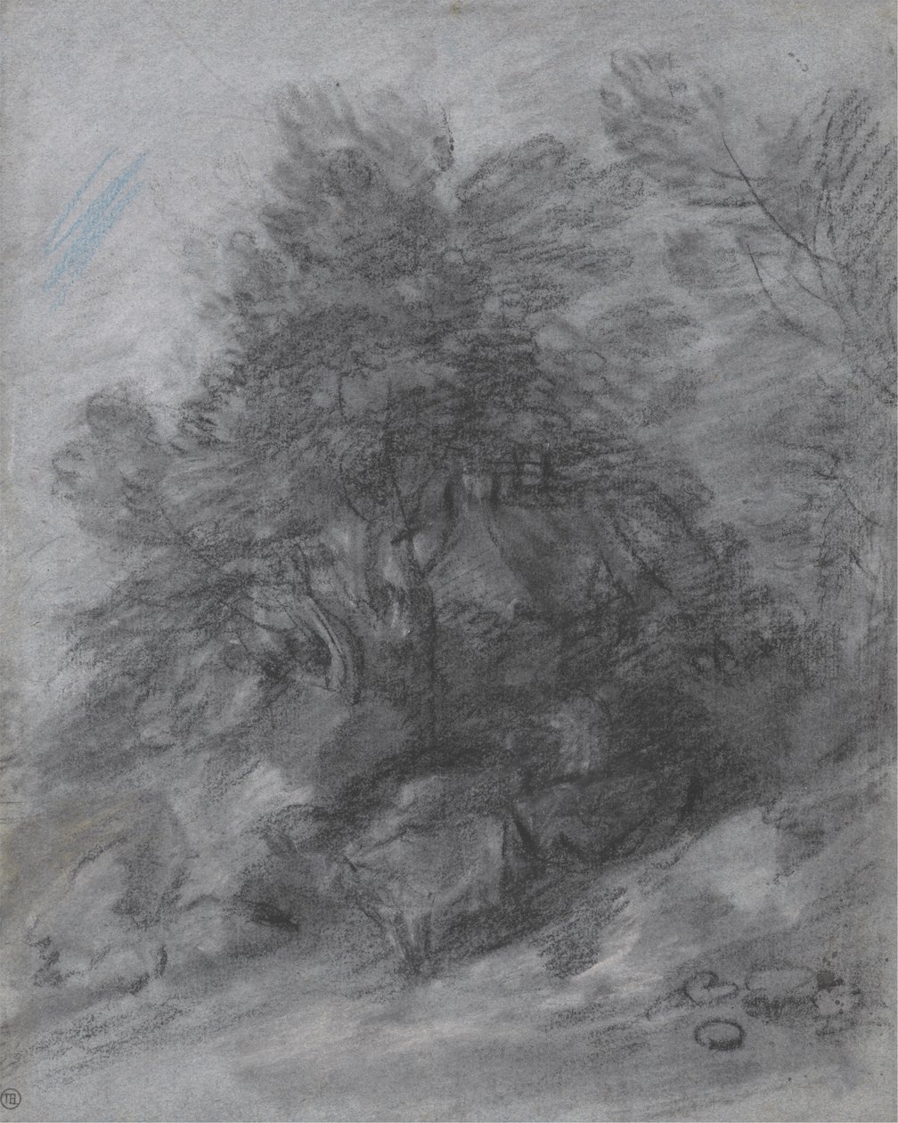 Zalesněná krajina s pastevcem, krávami a chalupou od Thomas Gainsborough