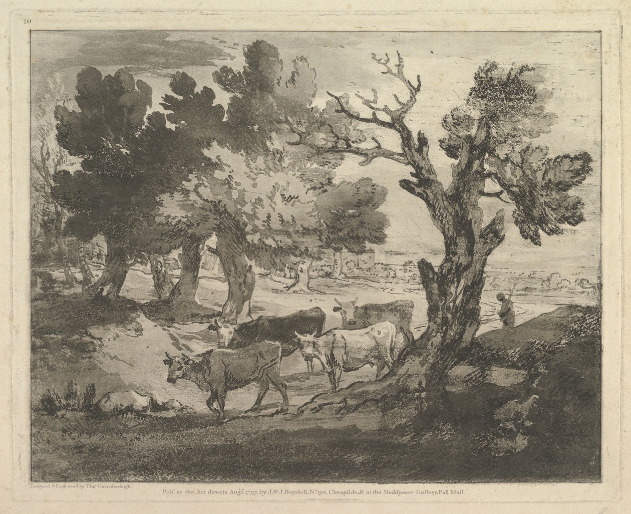 Zalesněná krajina s pastevci a krávami, 1. srpna 1797. od Thomas Gainsborough