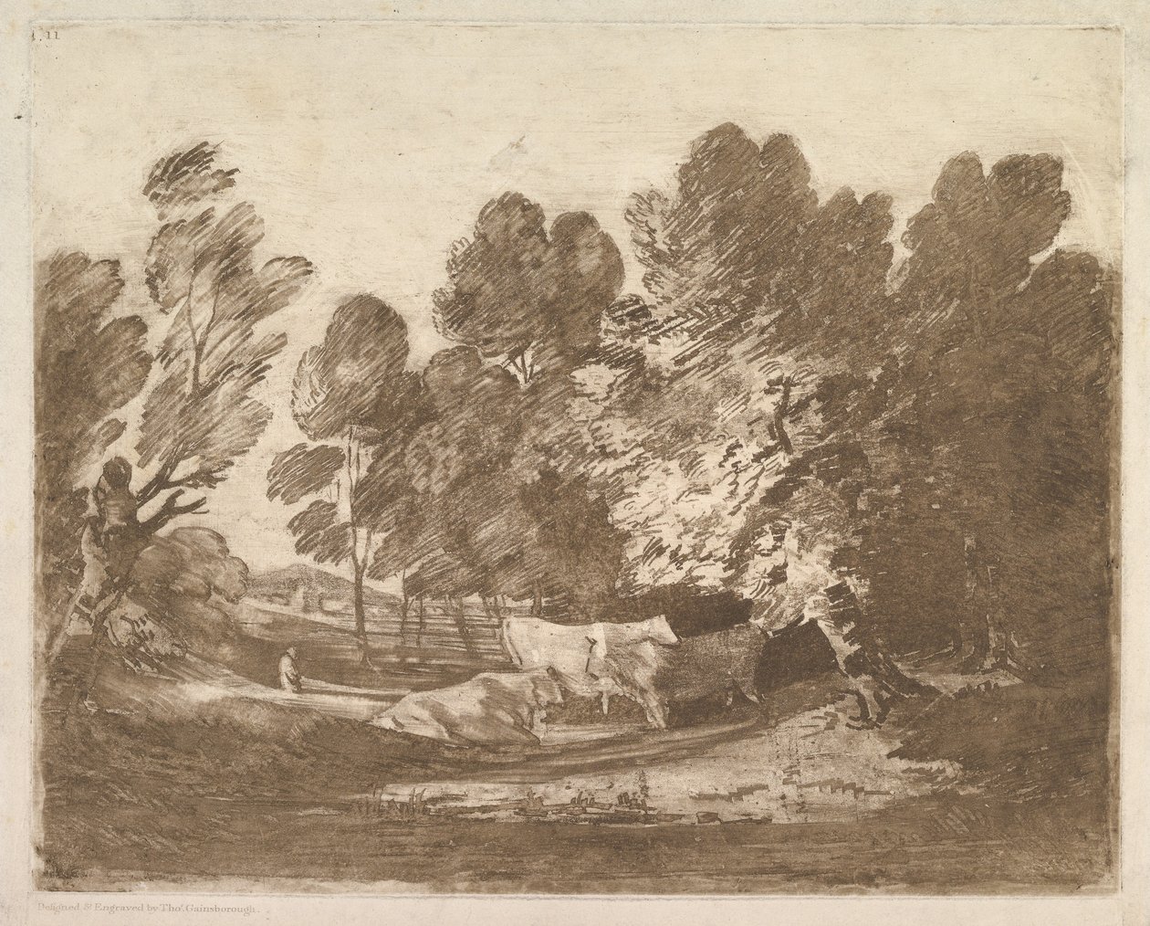 Zalesněná krajina s pastevci a krávami, 1. srpna 1797. od Thomas Gainsborough