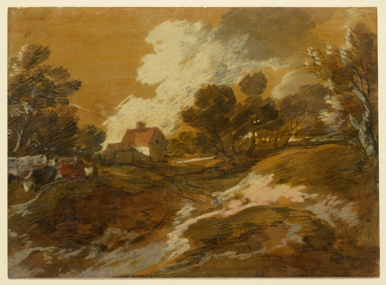 Waldlandschaft mit Hütte und Kühen od Thomas Gainsborough