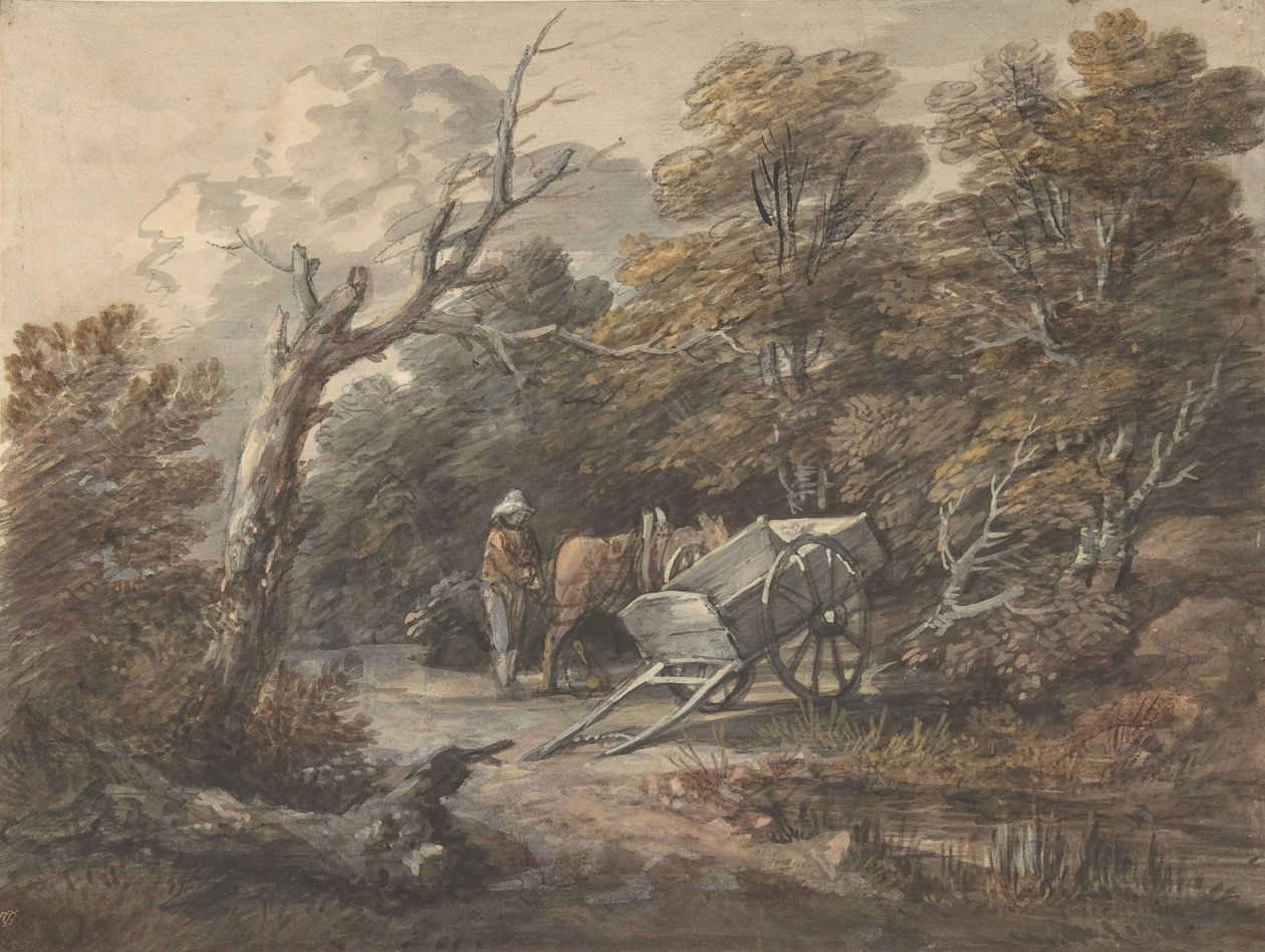 Lesní scéna s rolníkem, koněm a vozíkem, ca. 1760. od Thomas Gainsborough