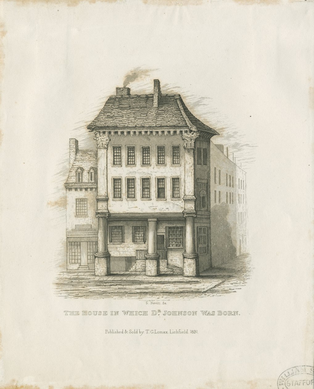 Lichfield - Místo narození Dr. Johnsona: rytina (vinětace), nd [c 1831] (tisk) od Thomas George Lomax